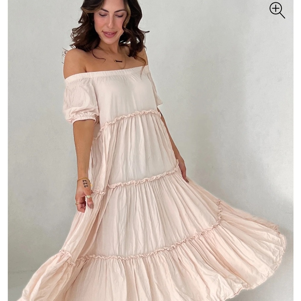 Elegant Off-Shoulder Cream Dress